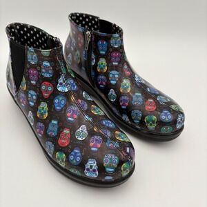 Alegria Climatease Skull Ankle Boots Black Print Funky Comfort women's 9 Muertos